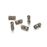 100pcs Filigree Tube Loose Beads 8mm x 3mm Small Spacer (Large Hole ID 2.5mm) Antique Bronze Plated Brass for DIY Craft Jewelry 