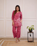 Anni Designer Women'S Cotton Blend Straight Embroidered Kurta With Pant Set (Sapna Wine_S_Wine_Small),Wine,S,Cotton Blend,Regular,