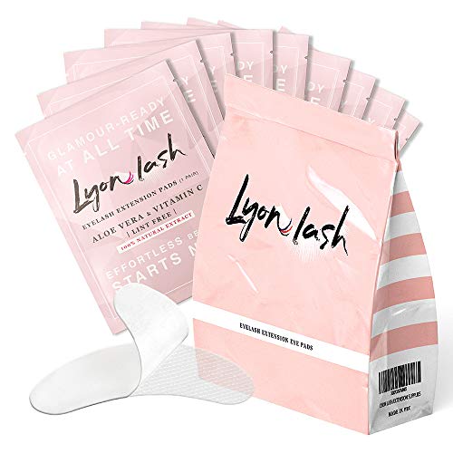 100 Pairs Eyelash Extension Under Eye Gel Pads By Lyon Lash - Lint Free With Aloe Vera Hydrogel Eye Patches, Premium Eyelash Ext