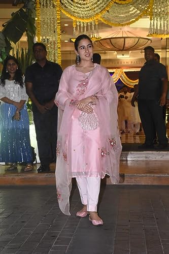 Anni Designer Women'S Organza Straight Printed Kurta With Pant & Dupatta (Mala Pink-Nvw_S_Pink_Small),Pink,S,Organza,ANNI DESIGNER Women's Organza Straight Printed Kurta with Pant & Dupatta (Mala Pink-NVW),