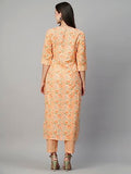 Gosriki Women'S Cotton Blend Printed Straight Kurta With Pant (Alohi Orange-N2W-Gs_S_Orange_Small),Orange,,B0C8DKYSJL