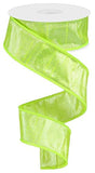 Metallic Dupioni Wired Edge Ribbon, 10 Yards (Yellow/Green, Silver, 1.5 Inch)