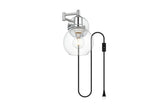 Living District Caspian 1-Light Metal Plug-In Wall Sconce In Chrome/Clear