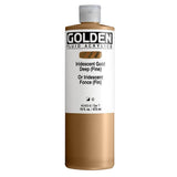 Fluid Acrylics by GOLDEN, Iridescent Gold Deep (Fine), 16 fl. oz. Bottle, Professional Acrylic Paint, SemiOpaque