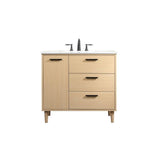 Elegant Decor Baldwin 36 Solid Wood And Mdf Bathroom Vanity In Maple