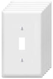 Toggle Light Switch Wall Plates 1-Gang Switch Electrical Cover Plate Unbreakable Thermoplastic Faceplate, White (6 Pack)
