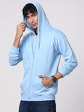 Adro Mens Cotton Solid Zipper Hoodie Sweatshirts (Zh23-Pln-Sk_Skyblue_M)