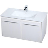 Elegant Decor Rasina 36 Single Porcelain Top Floating Bathroom Vanity In White
