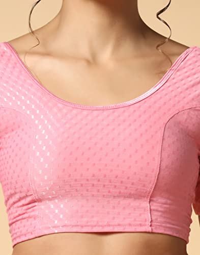 Toplot Cotton Blend Lycra Stretchable Readymade Blouses Pack Of 2 (Combo-5058-Bbp-Crm-36),Baby Pink-Cream,36,B0CV58CYNM
