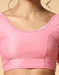 Toplot Cotton Blend Lycra Stretchable Readymade Blouses Pack Of 2 (Combo-5058-Bbp-Crm-36),Baby Pink-Cream,36,B0CV58CYNM