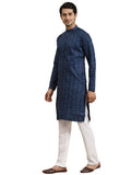 Sojanya (Since 1958 Men'S Cotton Blend Navy Blue & Black Printed Only Long Kurta Navy Blue & Black Xl