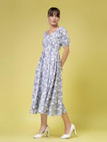 Oomph! Women'S Western & Fusion Wear Printed Crepe Dress For Women Puffed Sleeve Multicolor - Md991,Slate GreyApparel,L