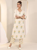 Libas Women'S Pure Cotton Printed Kurta Sets (400139O_Off White_M)