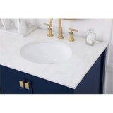 Elegant Decor Irene 72 Solid Wood And Stone Double Bathroom Vanity In Blue