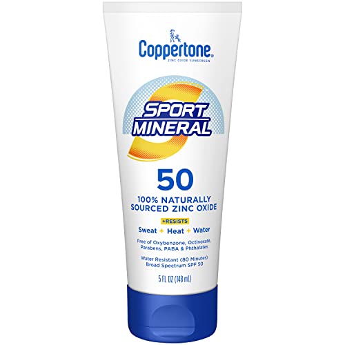 Coppertone Sport Sunscreen Lotion Spf 50, Zinc Oxide Mineral Sunscreen, Water Resistant Body Sunscreen Spf 50, 5 Fl Oz Tube