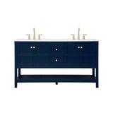 Elegant Decor Theo 60 Steel And Solid Wood Single Bathroom Vanity In Blue