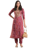 Gosriki Women'S Rayon Blend Straight Printed Kurta With Pant (Myrna Maroon-Gs_Xl_Maroon_X-Large),Maroon,,B0DG32HJZK