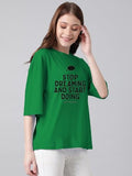 Kotty Women'S Cotton Blend Printed Oversized T-Shirts,Forest GreenApparel,XL