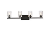 Living District Cassie 4-Light Metal Bath Sconce In Black And Clear