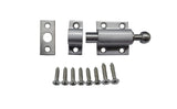 QCAA Solid Cast Brass Surface Bolt, Self-Locking Latch for Window & Door, Pull to Open, 2, Brush Satin Nickel, 1 Pack, Made in T