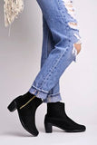 Shoetopai Women'S Black Ankle Boots Suede Finish With Block Heel And Side Zipper | Stylish Winter Casual Booties Eu38,Black,5,B0DM68P2B8