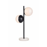 Living District Eclipse 2-Light Metal & Glass Table Lamp In Chrome/Frosted White