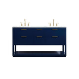 Elegant Decor Larkin 60 Solid Wood Mdf Single Bathroom Vanity In Blue