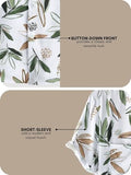 Leriya Fashion Shirt for Men | Tropical Leaf Printed Rayon Shirts for Men | Preppy Short Sleeves | Spread Collared Neck | Perfect for Outing | Beach | Camp Wear Shirt for Boys (Medium White-Green),White-Green