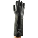 Ansell 19-024 Black 10 Neoprene Chemical-Resistant Gloves - 18 in Length - Rough Finish [PRICE is per PAIR]