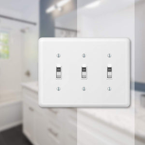 Amerelle Devon Triple Toggle Steel Wallplate In White