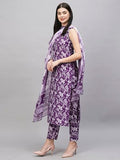 Anni Designer Women'S Rayon Blend Straight Printed Kurta With Pant & Dupatta (Ball-Purple-Rkg_S_Purple_Small),Purple,S,Rayon Blend,BALL-RKG_1461,
