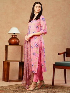 Gosriki Women'S Cotton Blend Straight Printed Kurta With Pant & Dupatta (Fataki Baby Pink-Gs_Xl_Pink_X-Large),Baby Pink,,B0CTHWH4KC