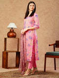 Anni Designer Women'S Cotton Blend Straight Printed Kurta With Pant & Dupatta (Fataki Baby Pink_M_Pink_Medium),Pink,M,Cotton Blend,Fataki_1537,Kurta, Scarf