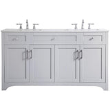 Elegant Decor Moore 60 Double Quartz Top Bathroom Vanity In Gray