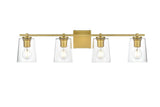 Living District Kacey 4-Light Iron & Glass Bath Sconce In Brass/Clear
