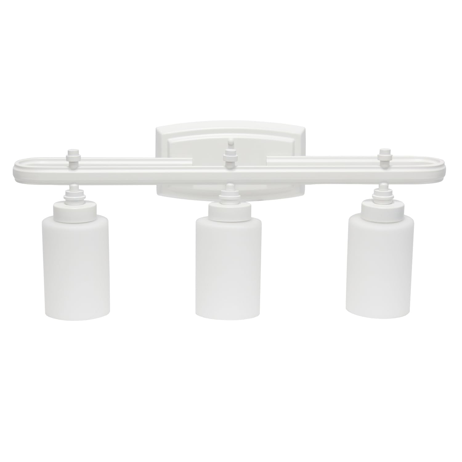 All The Rages Essentix 3-Light Metal Vanity Fixture With Opaque Shade In White