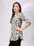 Shienzy Women'S Rayon Floral Regular Kurta Top (Shz1456_Blue_Xl)