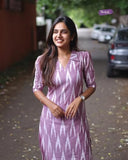 Anni Designer Women'S Rayon Viscose Straight Printed Kurta With Pant (Demeter Onion_L_Lavender_Large),Lavender,L,,,