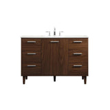 Elegant Decor Baldwin 48 Solid Wood And Mdf Bathroom Vanity In Walnut