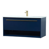 Elegant Decor Roman 40 Aluminum Alloy Mdf Single Bathroom Vanity In Blue