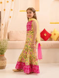 Pspeaches Girls Floral Printed Pure Cotton Kurta With Sharara With Dupatta Yellow 7 Years-8 Years