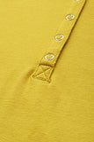Enamor Essentials Women's Slim Fit Henley Neck 3/4th Sleeves Cotton Tee with Snap Button Placket Front & Sleeve Tab - E129(E129-Mustard Yellow W/Energy-M),Mustardylw W/Energy