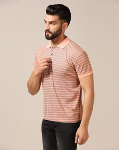 Toplot Men'S Regular Fit Half Sleeve Casual Polo T-Shirt (Lining-Polo-5166-Peach-M),Peach,,B0CXT5Z93S