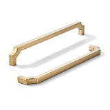 khtumeware 2-Pack 8 Inch Square Brushed Brass Cabinet Pulls, Solid Satin Brass Zinc Alloy Heavy-Duty Handles for Kitchen/Bathroo