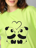 Kotty Women'S Cotton Blend Printed Oversized T-Shirts,Lime Green_308Apparel,M