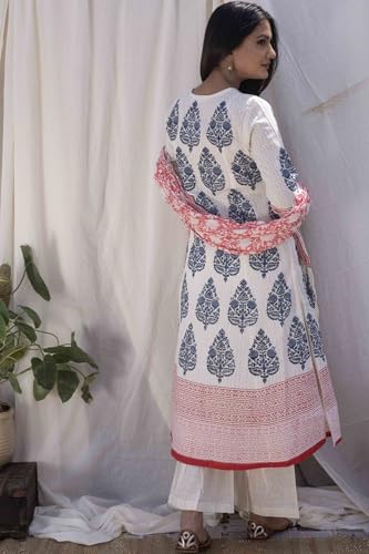Gosriki Women'S Rayon Blend Straight Printed Kurta With Pant & Dupatta (Purri White-Gs_S_White_Small),White,,B0DBLZ4LRH