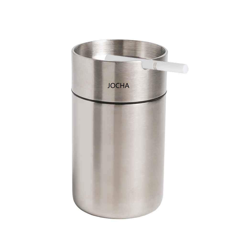 JOCHA Car Ashtray with lid smell proof Stainless Steel Portable Smokeless Detachable Windproof Self Extinguishing Butt Bucket As
