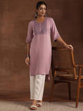 Libas Women'S Polyester Yoke Design Straight Kurta (29204 Lavender