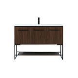 Elegant Decor Sloane 48 Mdf And Steel Single Bathroom Vanity In Walnut