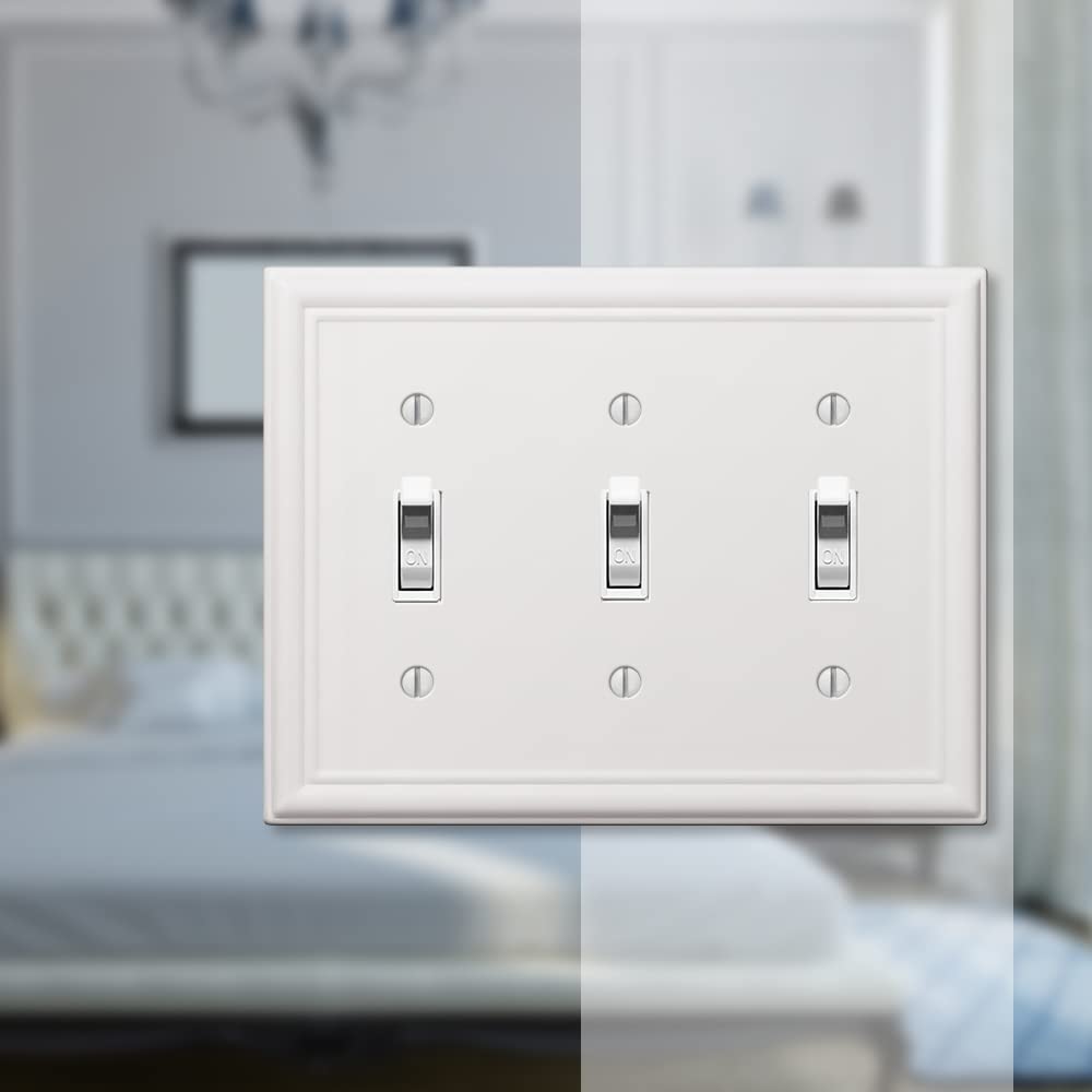 Amerelle 149Tttw Chelsea Wallplate, 3 Toggle, Steel, White, 1-Pack